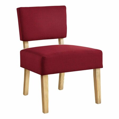 MONARCH SPECIALTIES 22.75 x 27.5 x 31.5 in. Accent Chair - Red Fabric - Natural Wood Legs I 8295